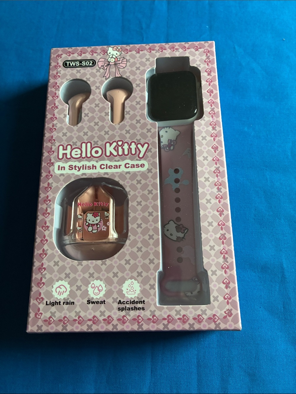 Hello Kitty Pink Watch Band, Earbuds & Clear Case Set